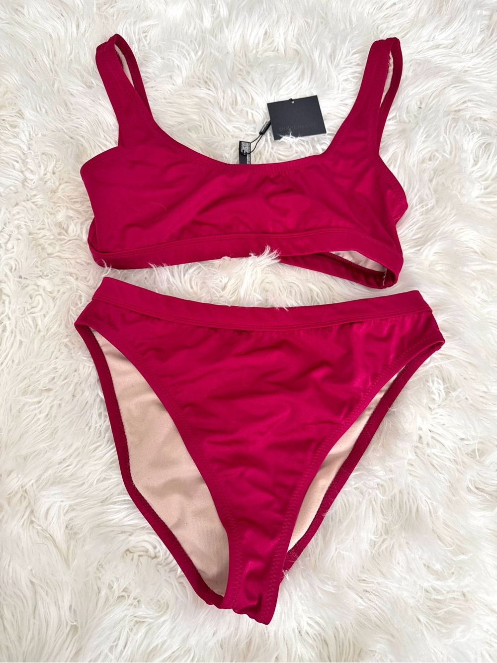 High-Rise Two-Piece Bikini in Deep Magenta
